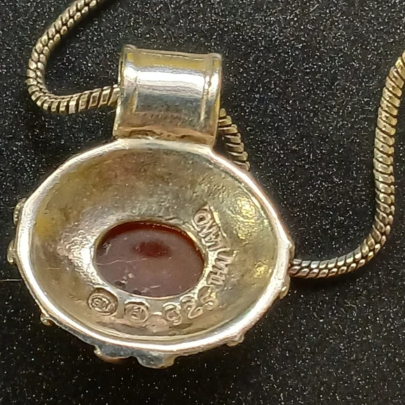 ✨️Bali Carnelian 925 SS Oxidized Pendant With 1 mm 925 Snake Chain✨️ - Picture 4 of 11